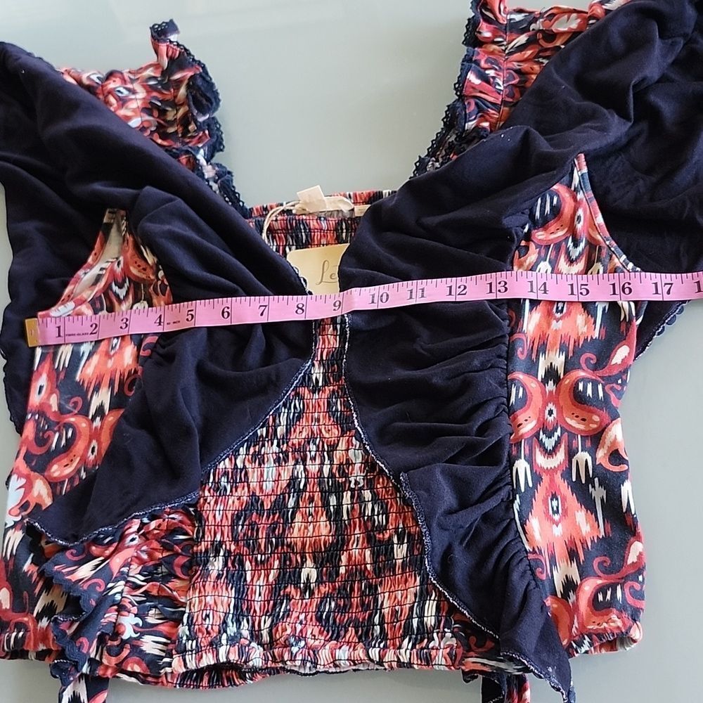 Anthropologie Let Me Be Smocked Crop Top Boho Retro 70's Size M - Picture 14 of 15